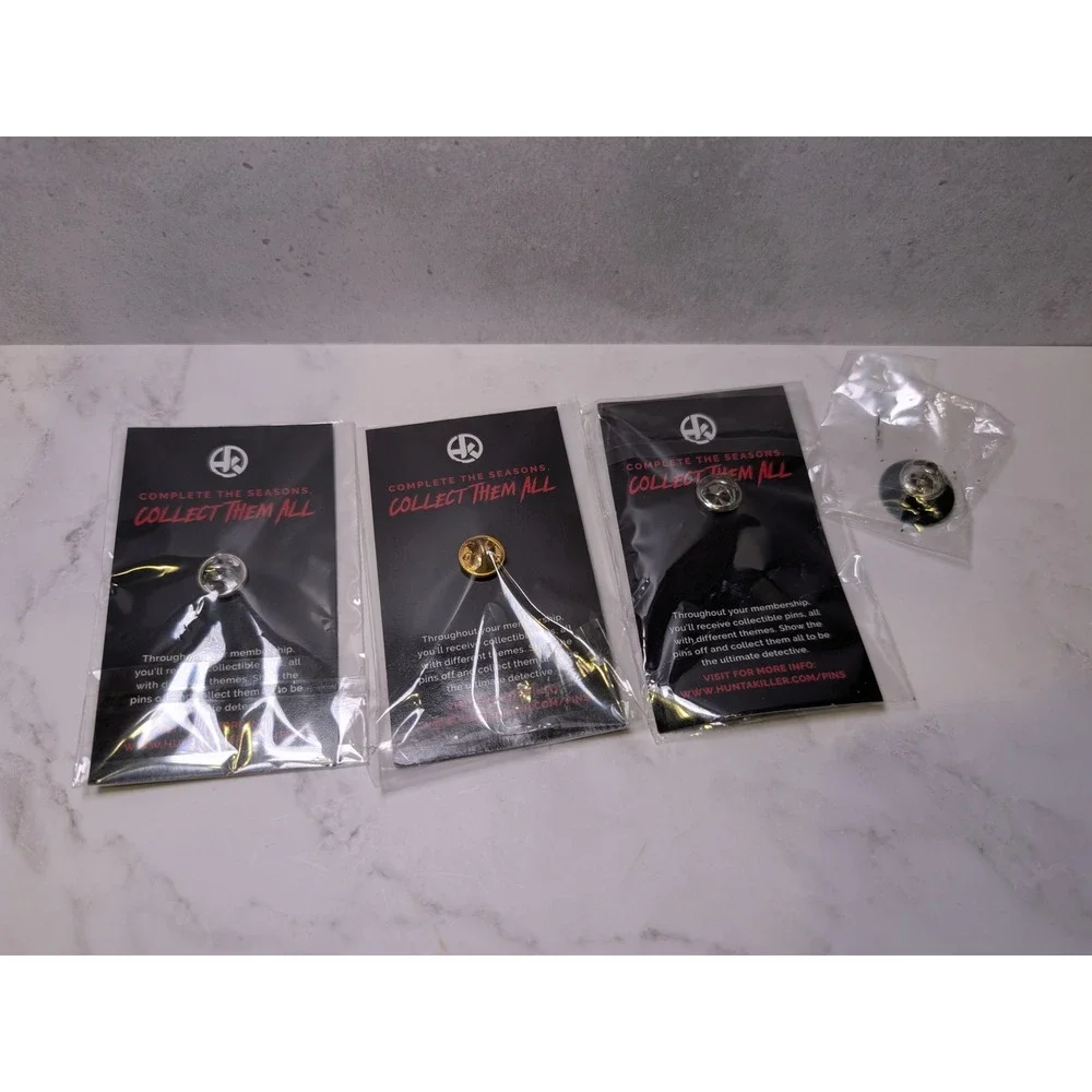 Hunt A Killer Enamel Pin Set Skull Bust Record Logo Mystery Game Collectibles